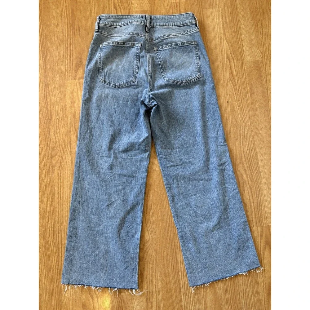 J Crew Curvy Wide Leg Raw Hem Cropped Jeans Size 27